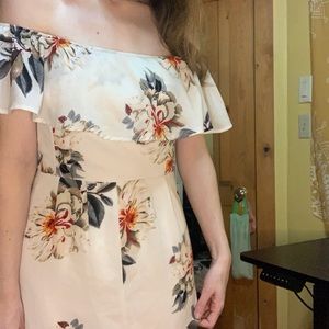 Long Floral Off the Shoulder Dress with Slit Size M